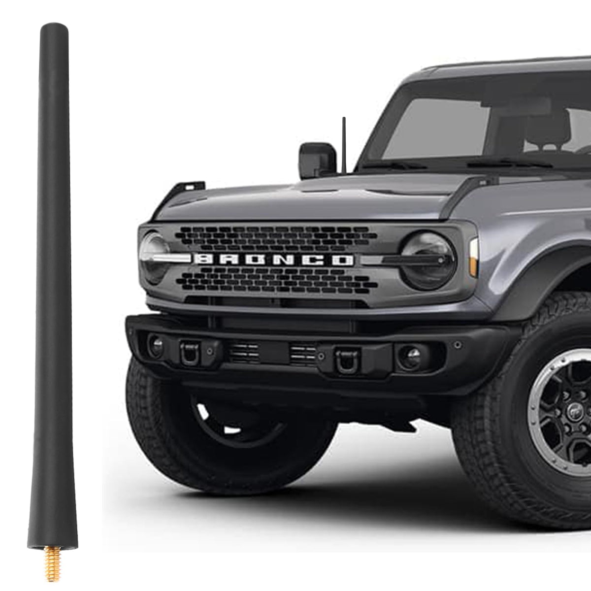 KSaAuto short antenna for Ford Bronco with copper coil improves radio clarity.