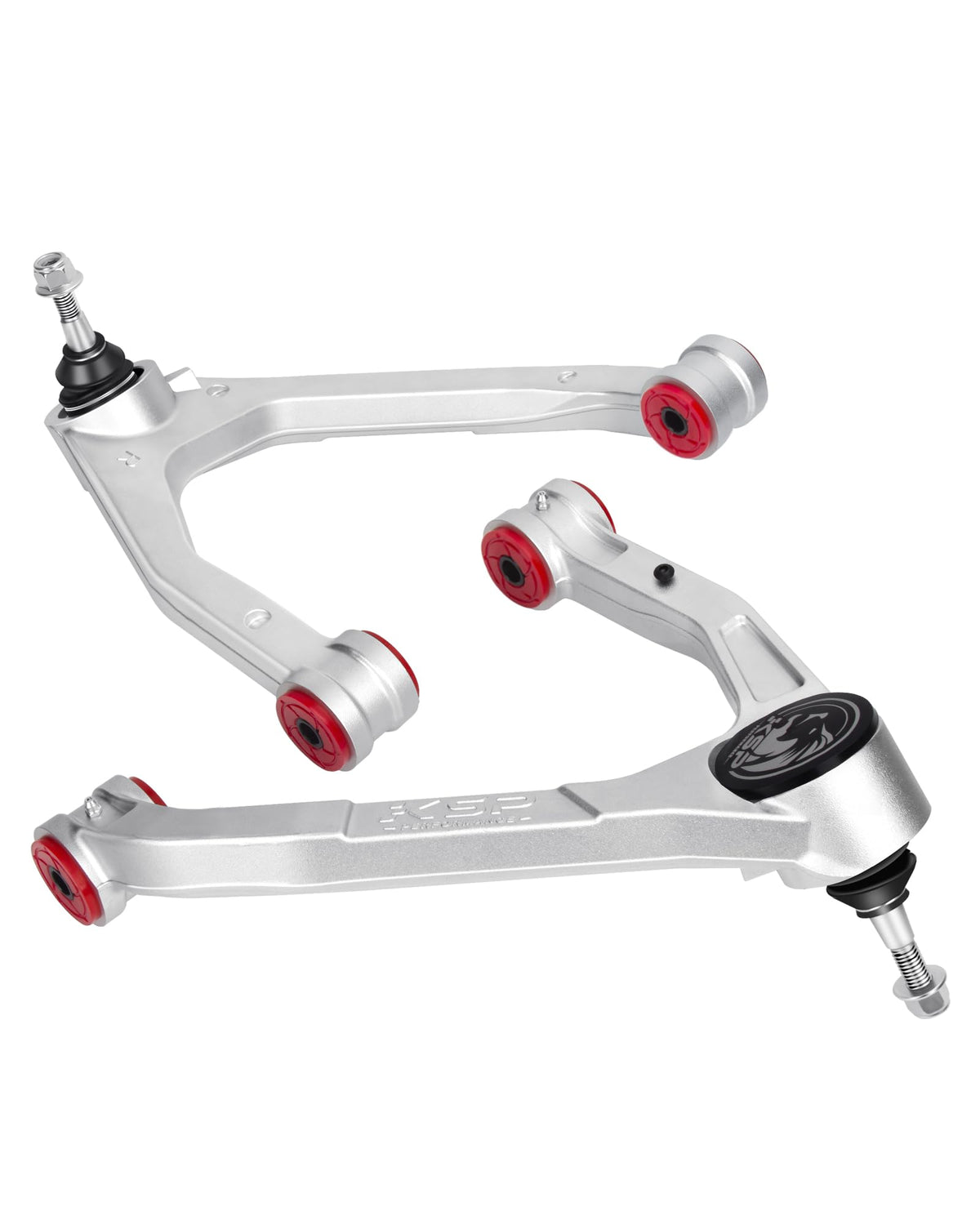 KSP forged upper control arm assembly for Silverado front-end geometry.