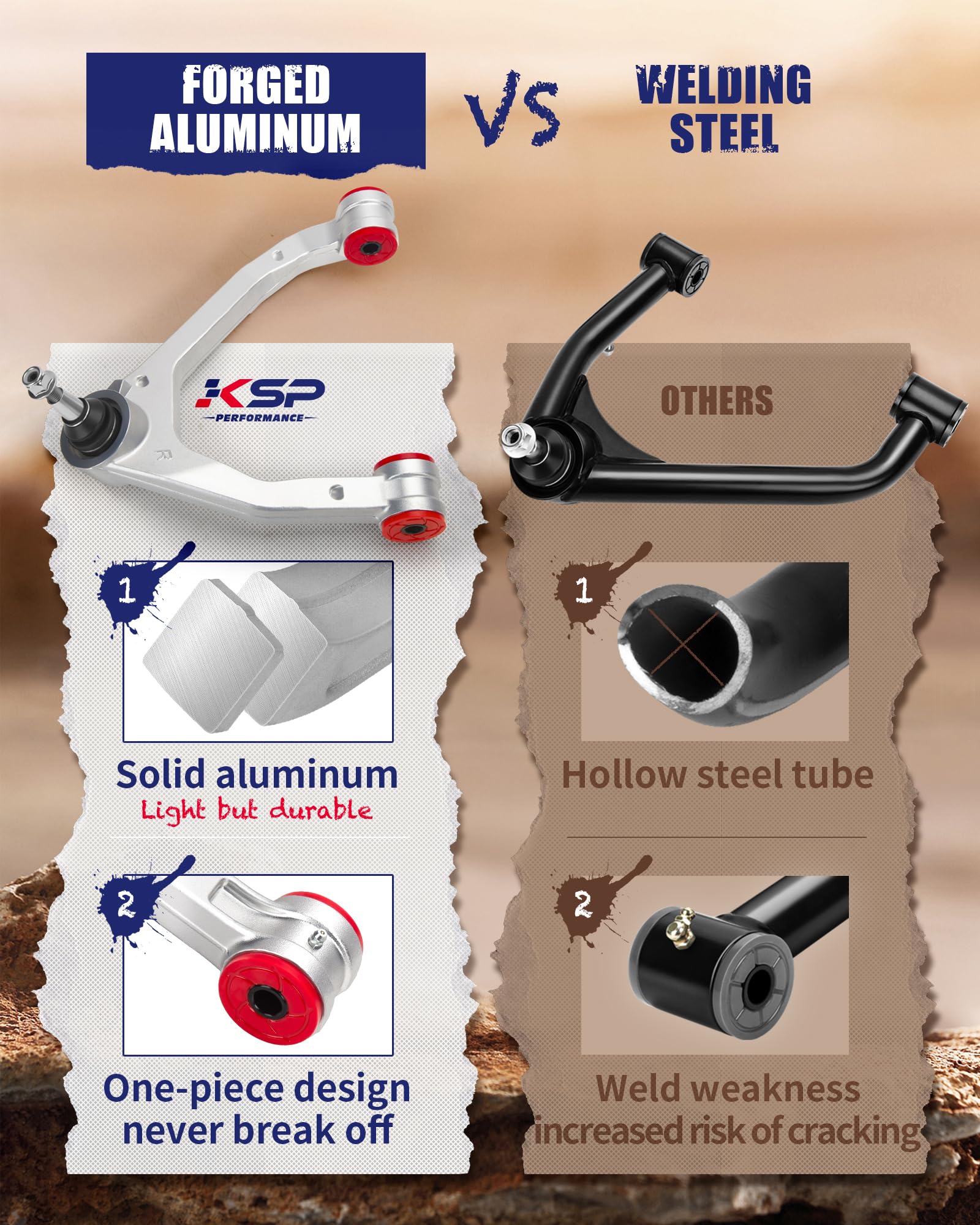 KSP greasable ball joint reduces wear and eases maintenance.