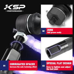 KSP inner-tie-rod close-up emphasizing larger diameter for durability.