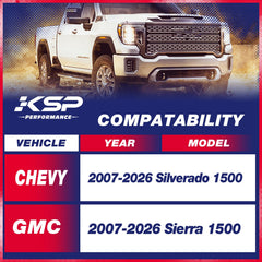 KSP PERFORMANCE front leveling lift enhances appearance of Silverado 1500 and Sierra 1500.