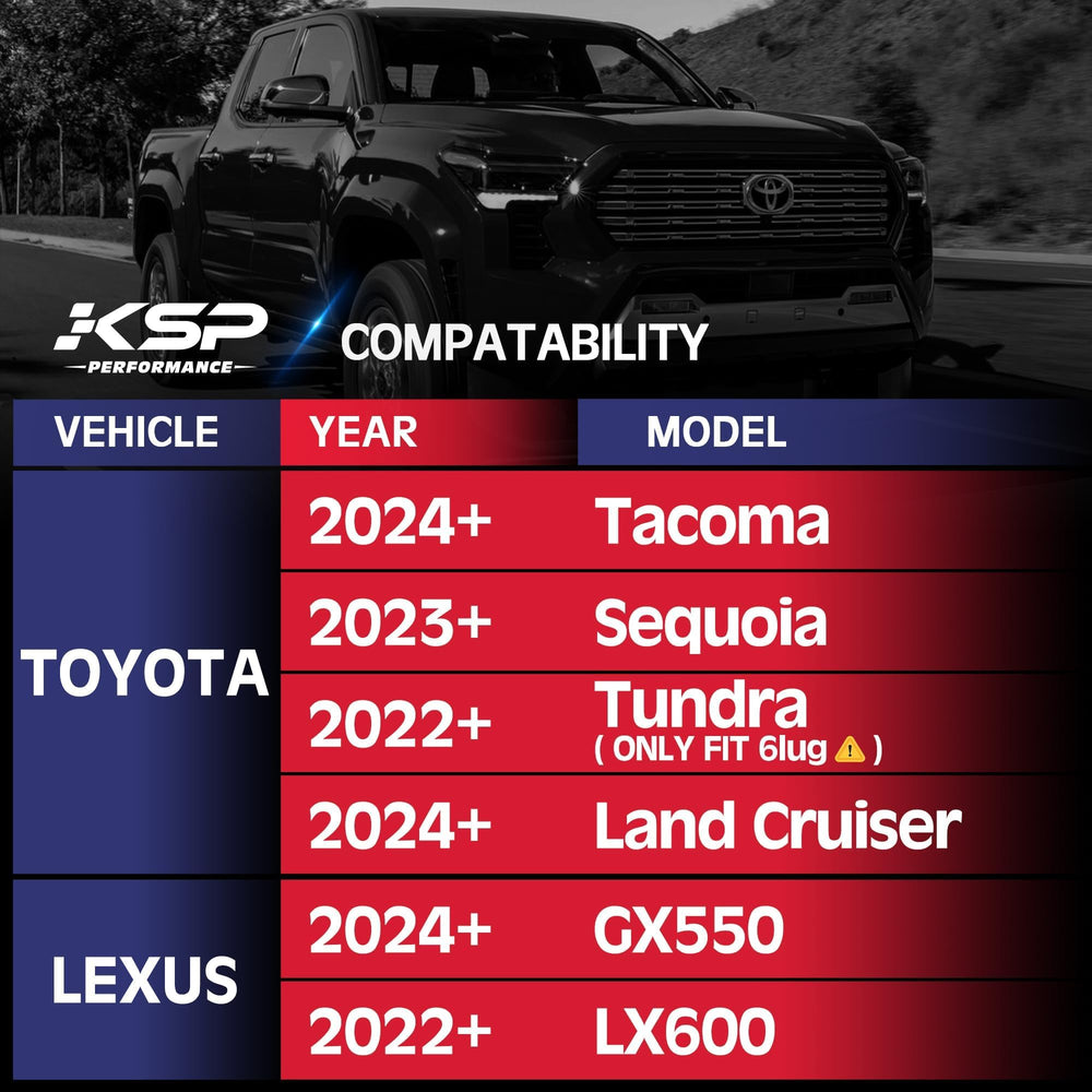 KSP Performance 6x139.7 spacer for Tundra and Sequoia enhances fitment and wheel alignment.