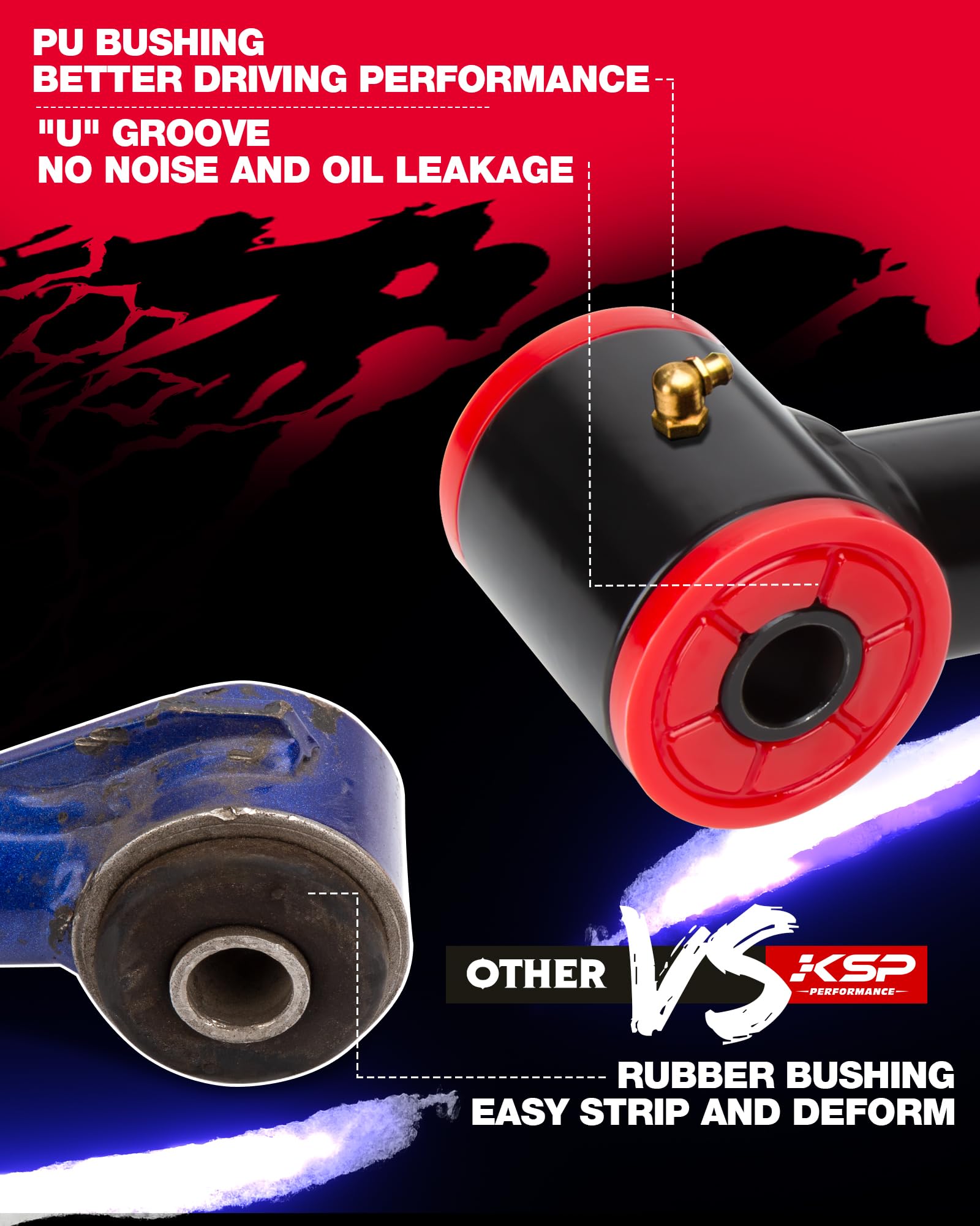 Lightweight aluminum upper control arm combines strength and responsive steering.