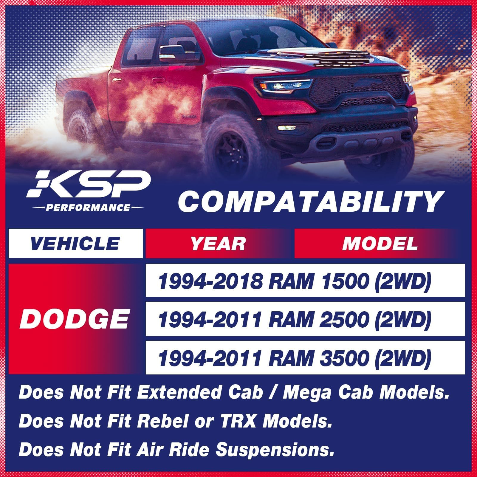 KSP Performance Ram 1500 2WD compatibility with front lift