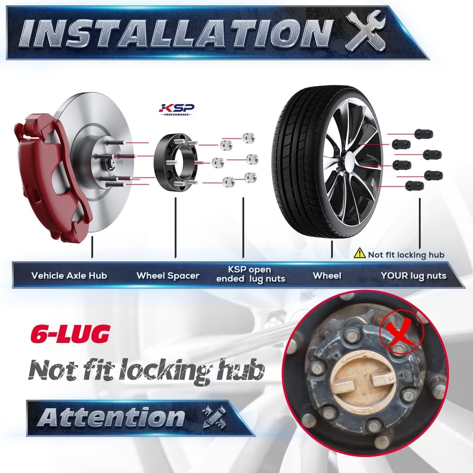 KSP PERFORMANCE extended-et lug nuts closeup for secure mounting