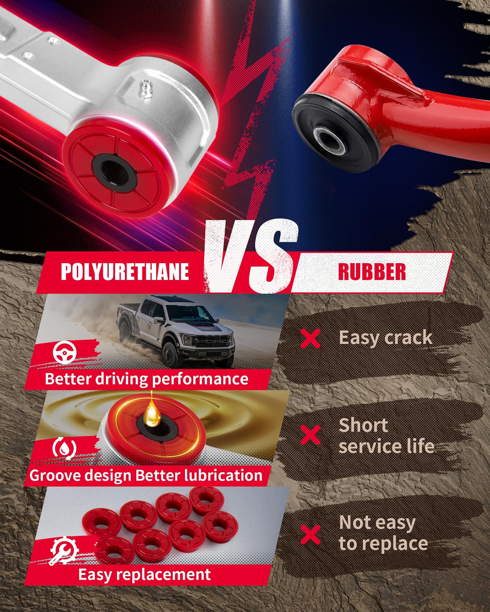 KSP Performance greasable socket arm reduces wear and corrosion