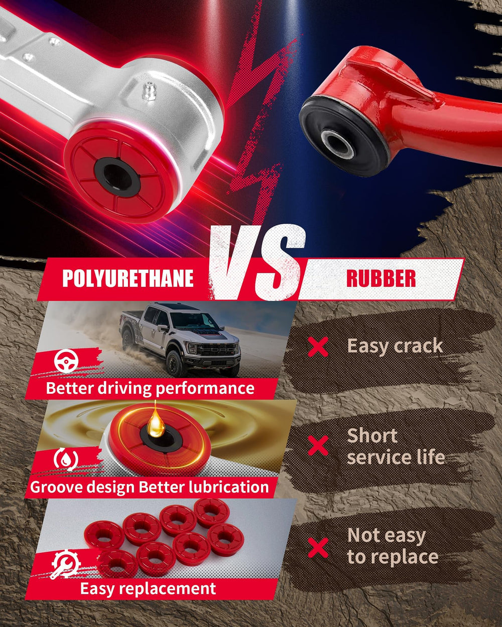 KSP Performance greasable socket arm reduces wear and corrosion