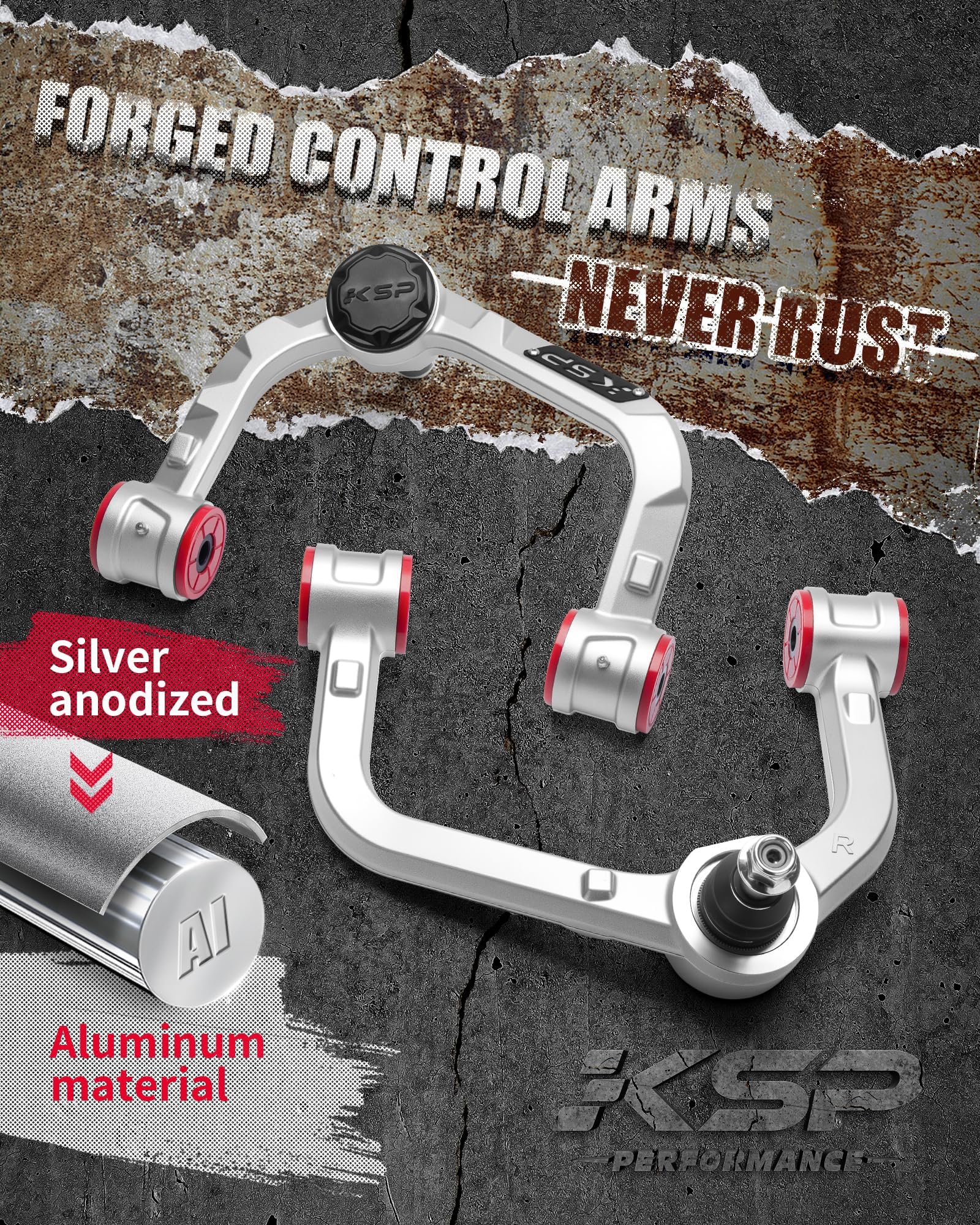 KSP Performance lift-ready control arm angle correction for lifted trucks