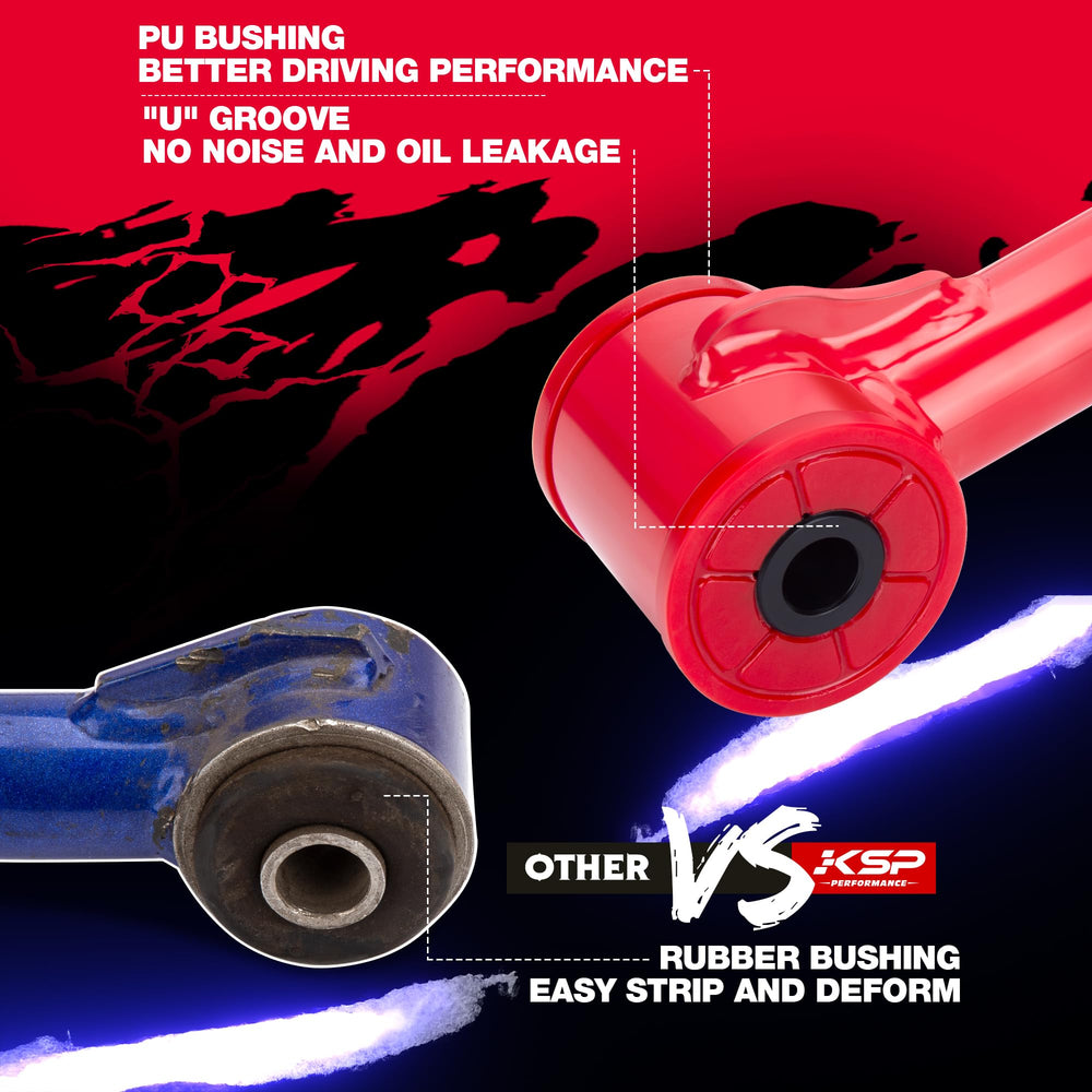KSP Performance F-150 upper arm ball joint detail emphasizes adjustable fit for 2-4 inch lifts.