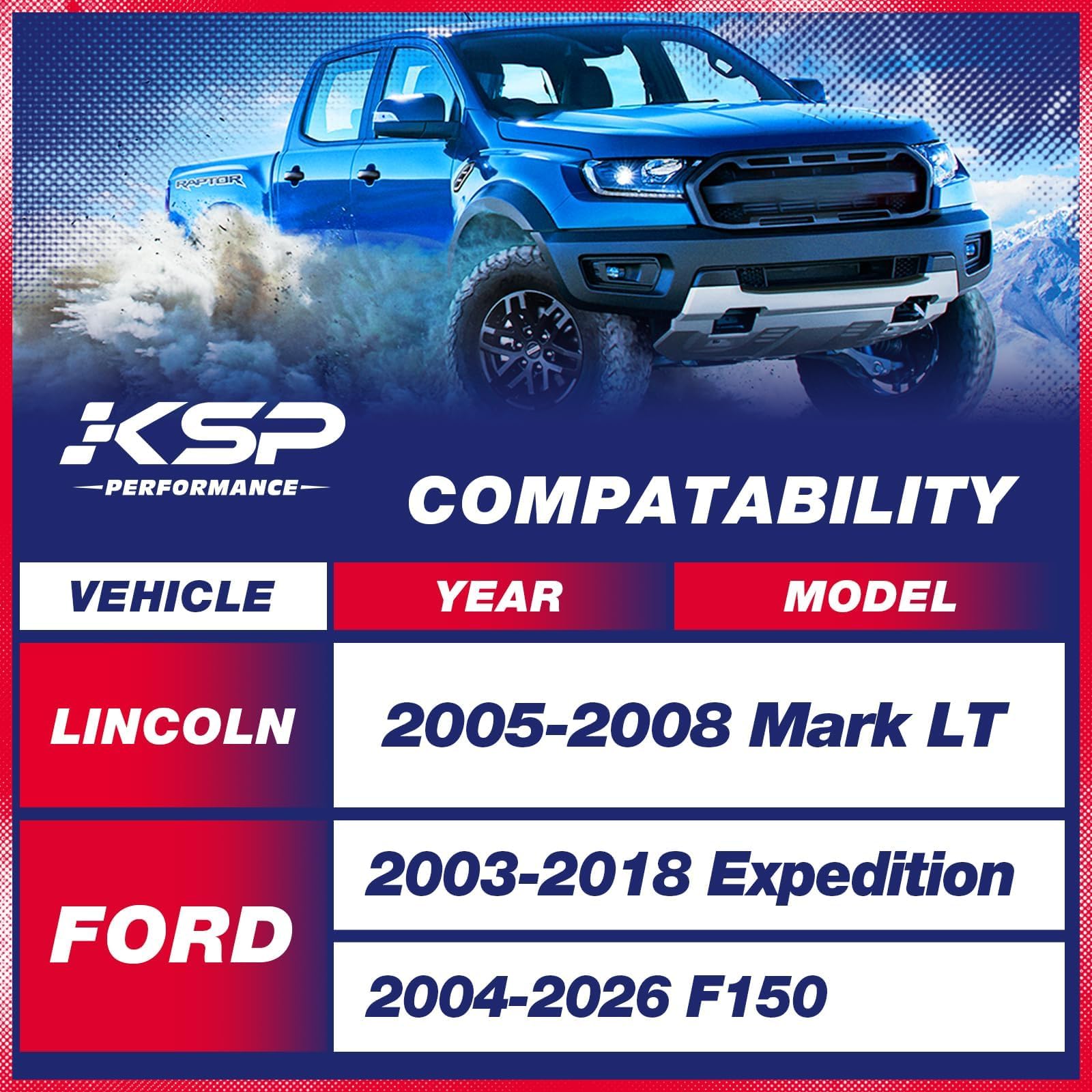 KSP PERFORMANCE Expedition 2003-2018 leveling kit front spacer enhances off-road readiness.