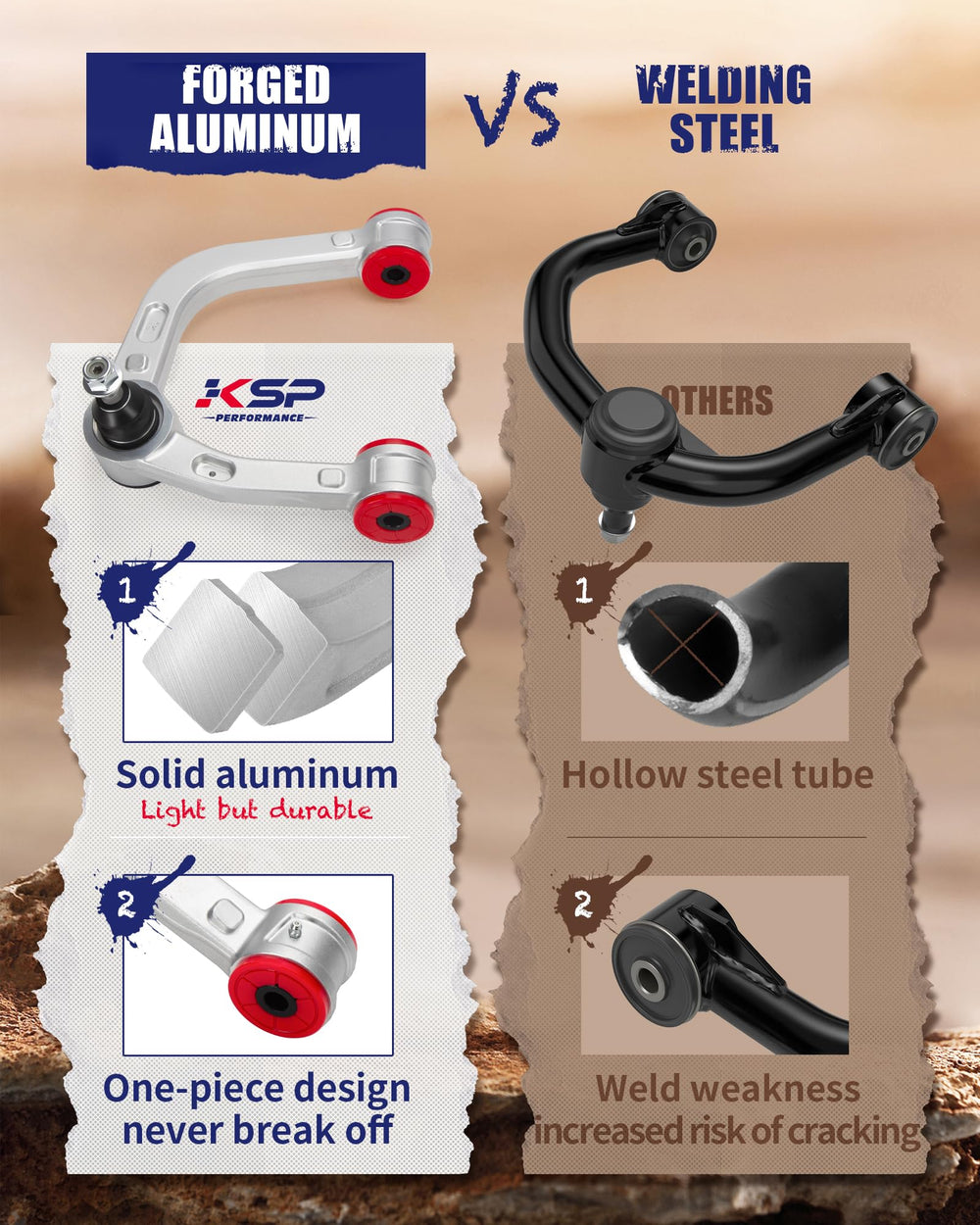 KSP Performance greasable socket ball joint reduces wear and simplifies maintenance