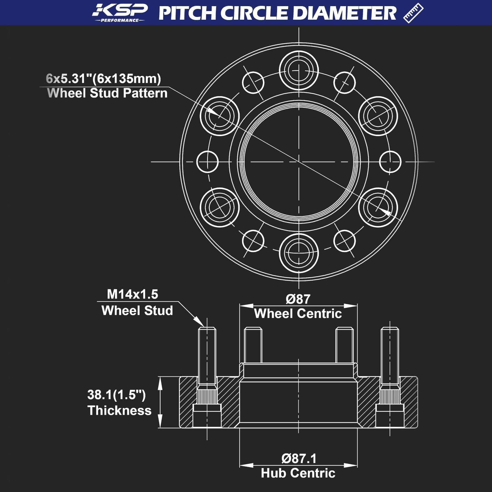 KSP Performance hubcentric spacer 87.1mm bore detail highlights accurate alignment