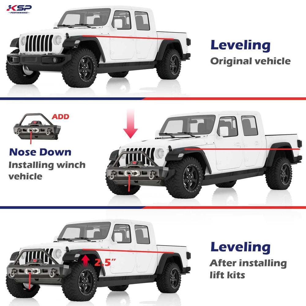 KSP 10.9-grade lug bolts secure the lift kit confidently.