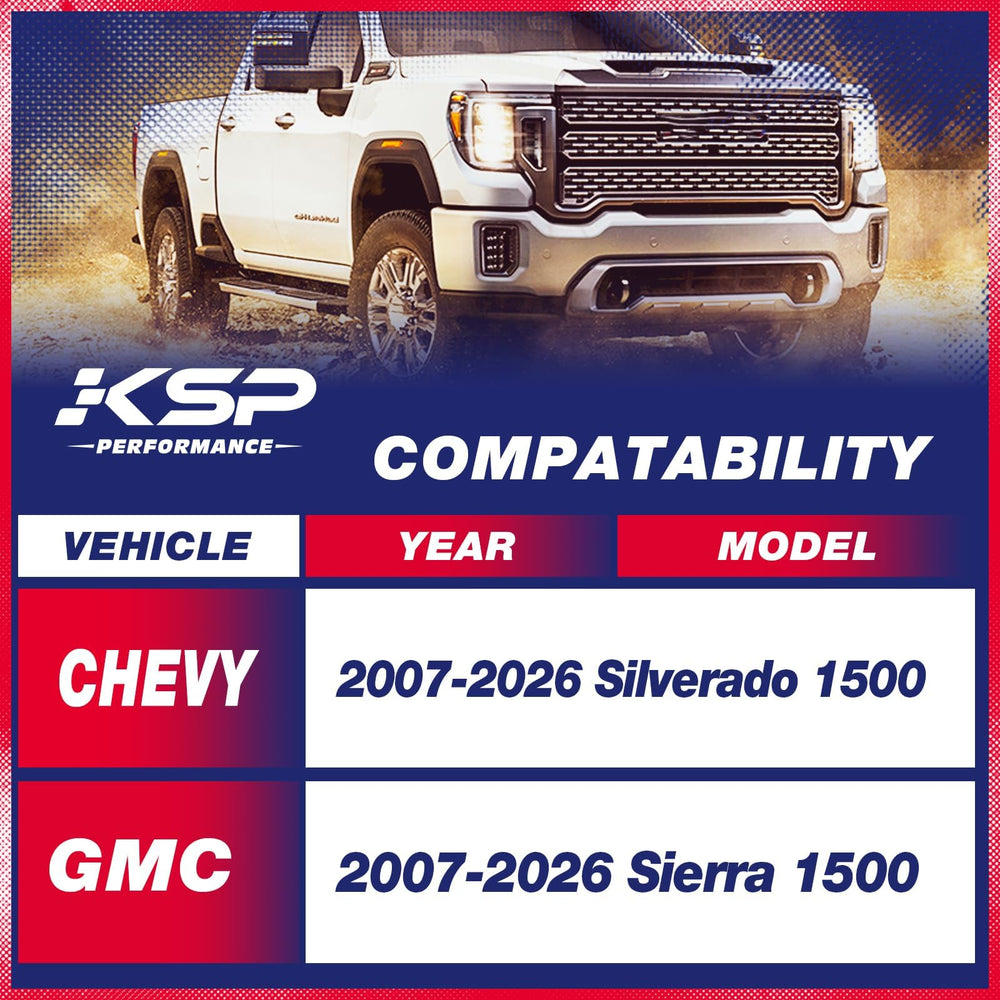 KSP Performance Sierra 3in front leveling kit boosts visual stance and tire fitment options.
