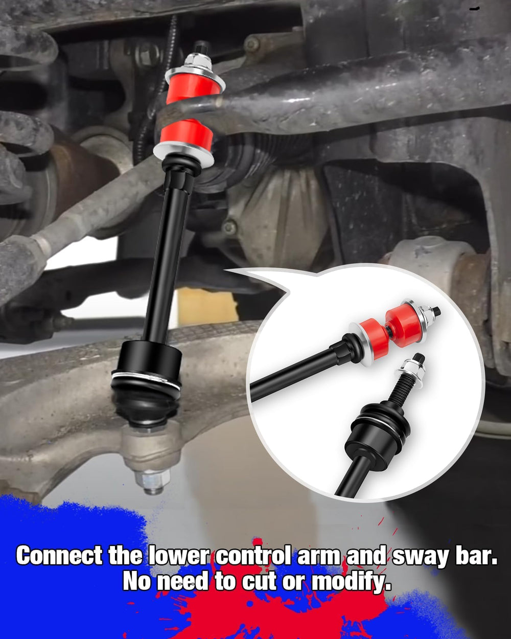 KSP PERFORMANCE sway bar end link kit packaging and components displayed.