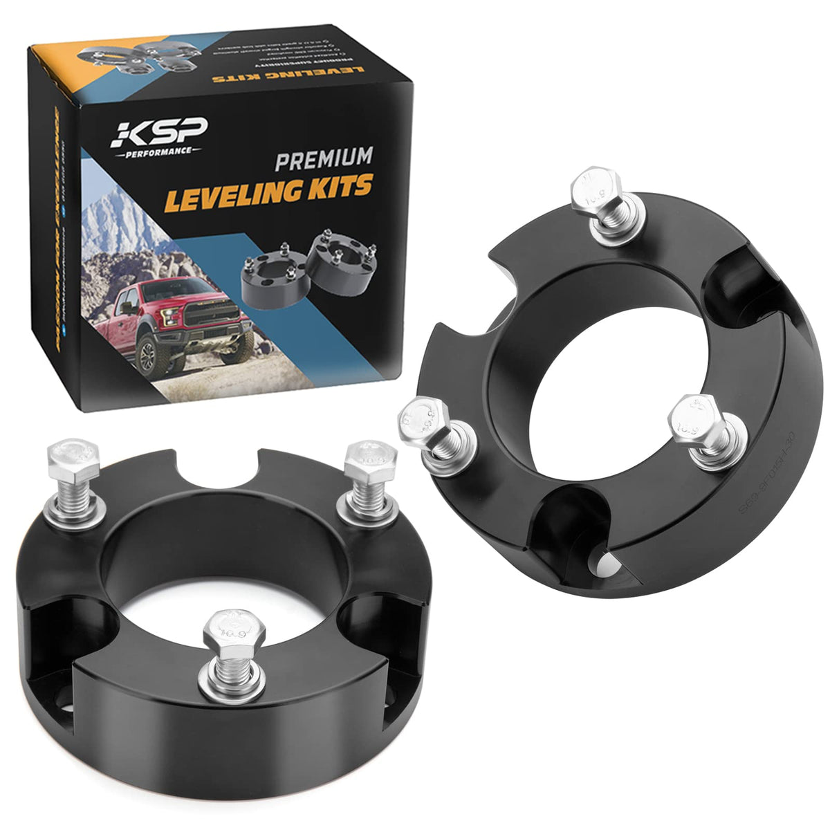 KSP PERFORMANCE tacoma 3in front lift spacers on vehicle for improved ground clearance.