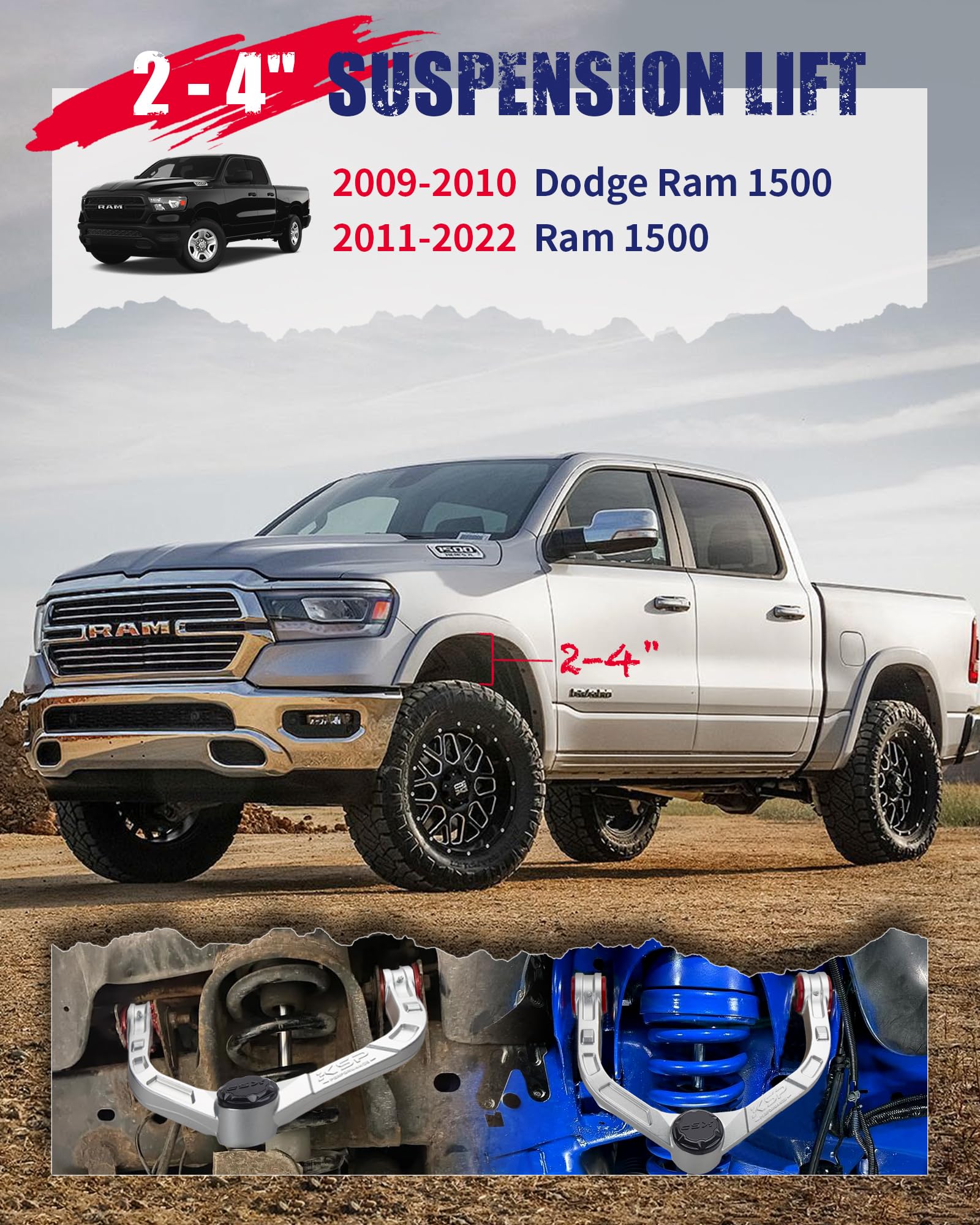 KSP PERFORMANCE upper control arm greasable ball joint improves lubrication and longevity