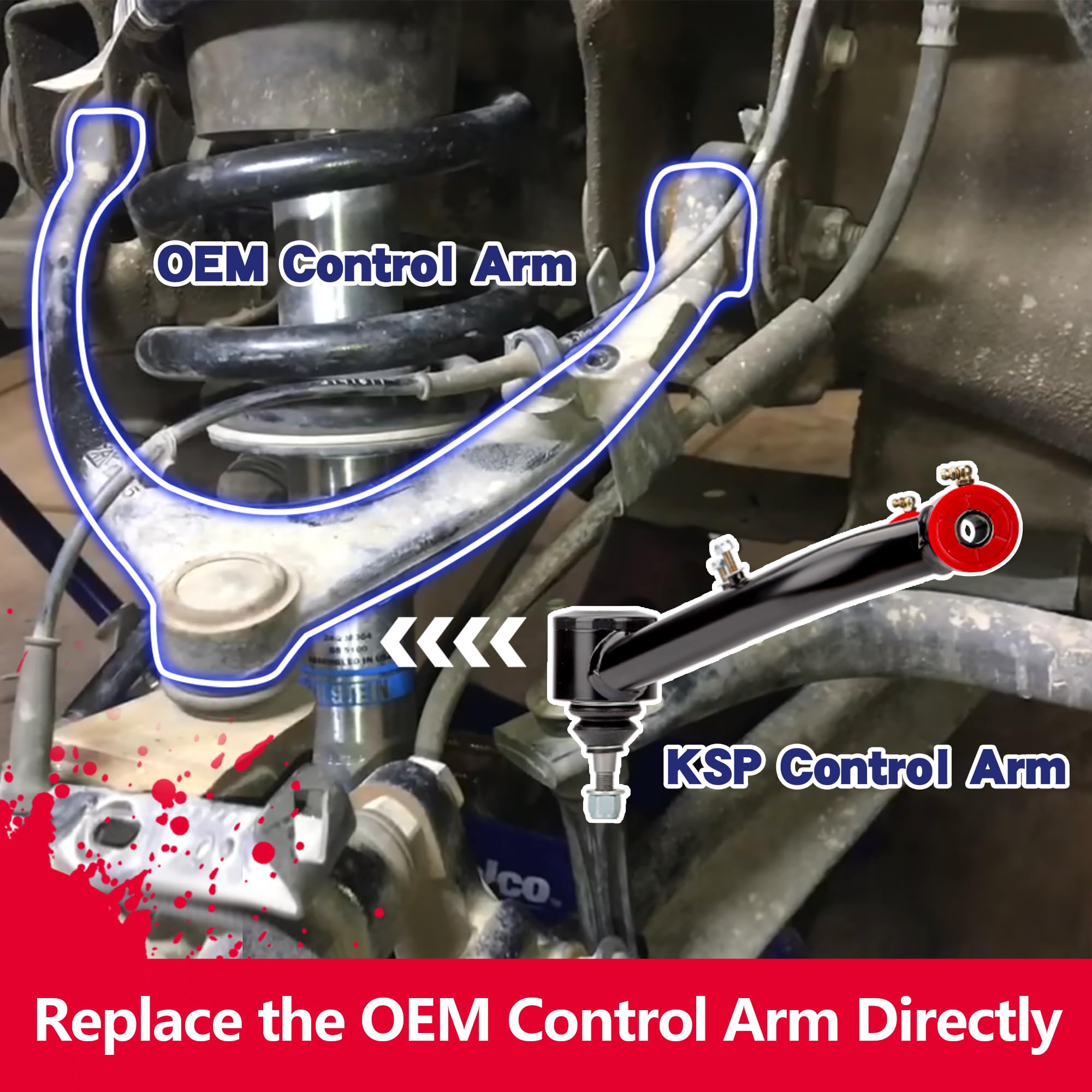 KSP Performance upper control arm tube design detail for 0-2 inch lifts.