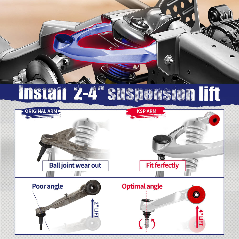 KSP PERFORMANCE zinc-nickel coated ball joints resist rust and corrosion.