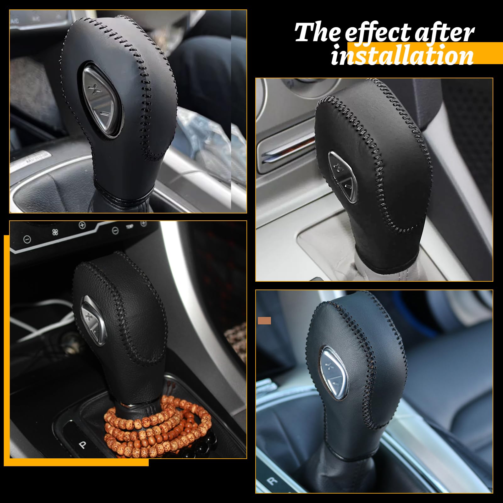 KSSZZCO leather gear shift cover on Ford EcoSport knob for all-season comfort