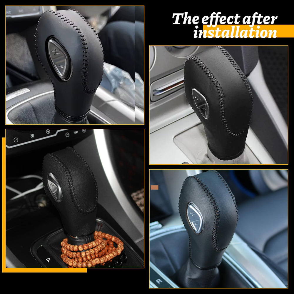 KSSZZCO leather gear shift cover on Ford EcoSport knob for all-season comfort