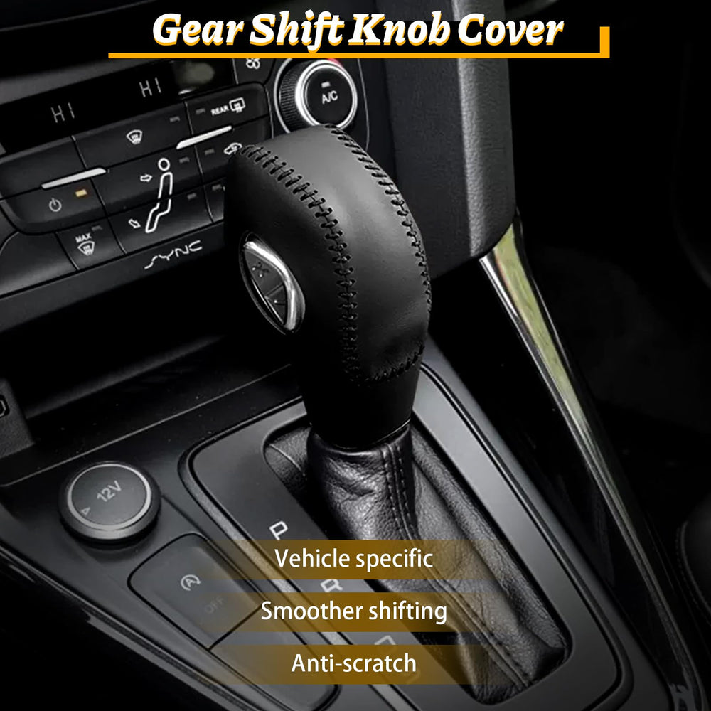 KSSZZCO leather gear shift cover on Ford C-Max Energi knob for enhanced feel