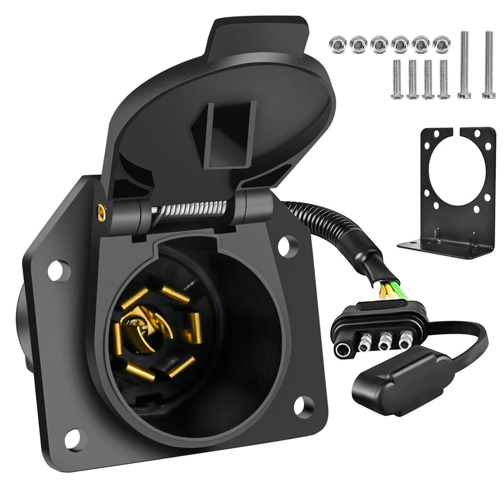 KTIPERN 4pin-to-7pin adapter housing closeup shows durable shell for long-lasting trailer wiring