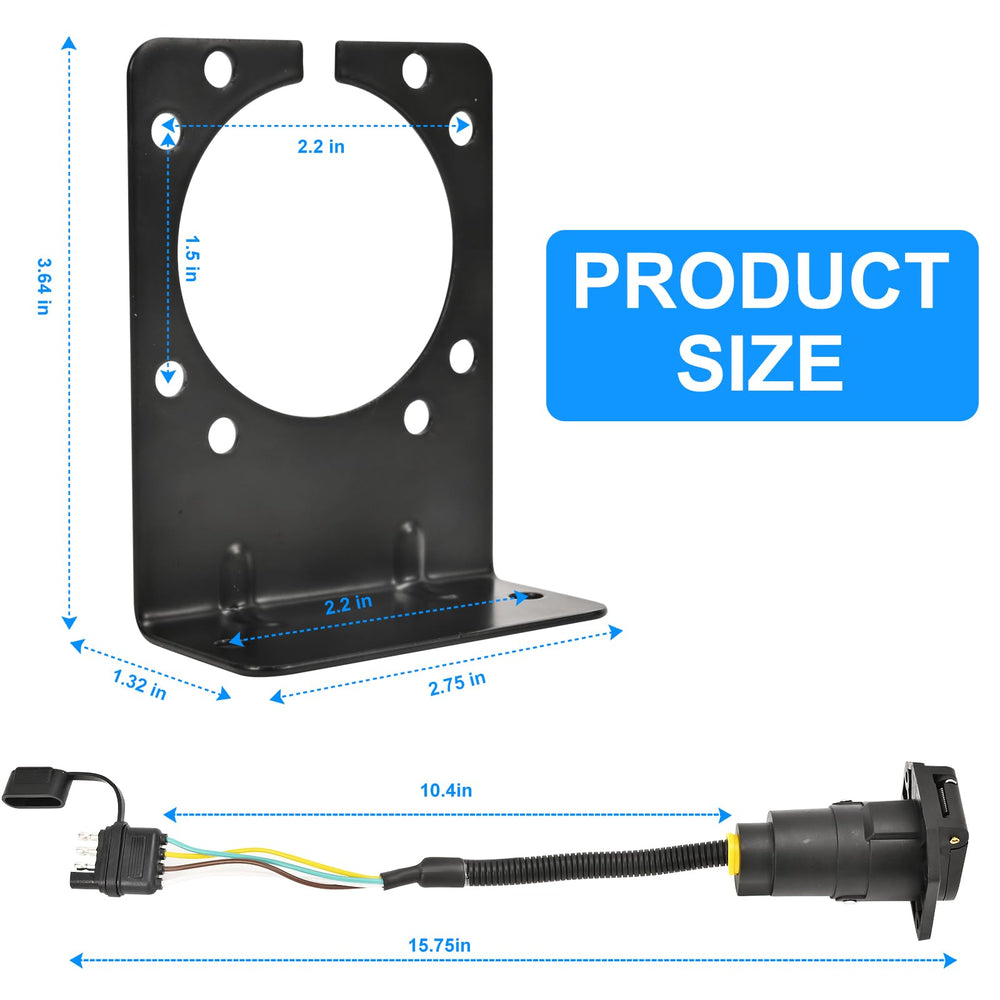 KTIPERN 4pin-to-7pin connector wiring with shielded 10 inch harness protects against moisture