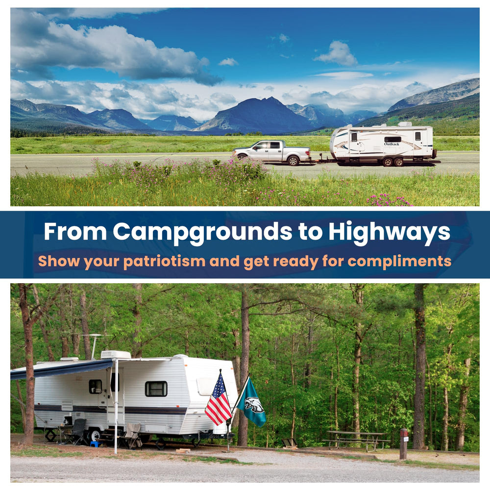 USA-based family business design and packaging for campers and flag lovers.