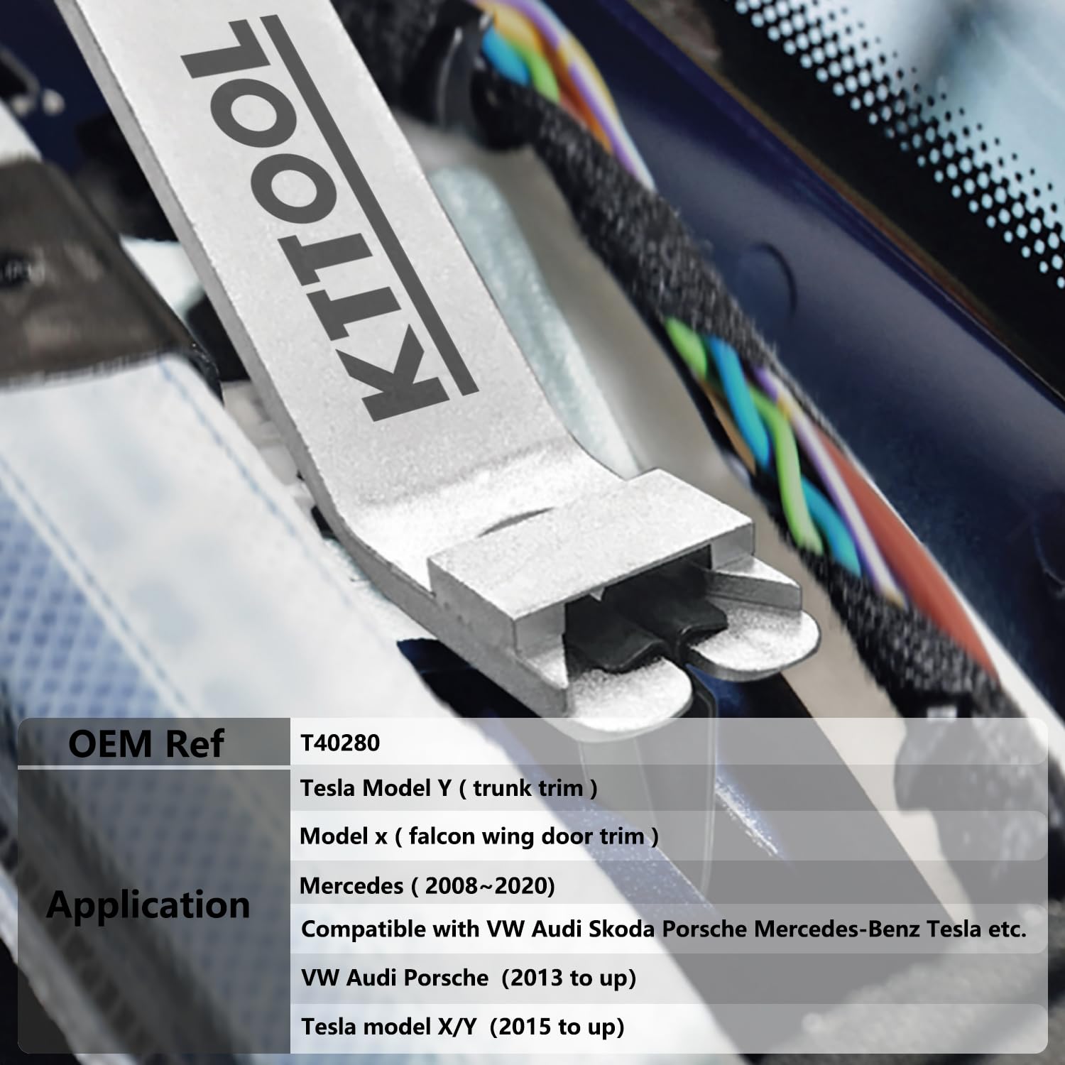 KTTOOL T40280 tesla-trim-clip tool aiding Model Y trunk trim