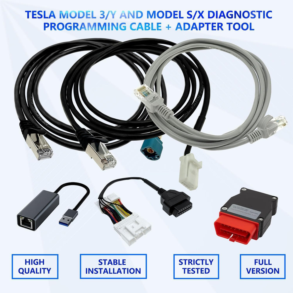 KTTOOL Tesla diagnostic cables with a 4-pin S/X connector for flexible data access.