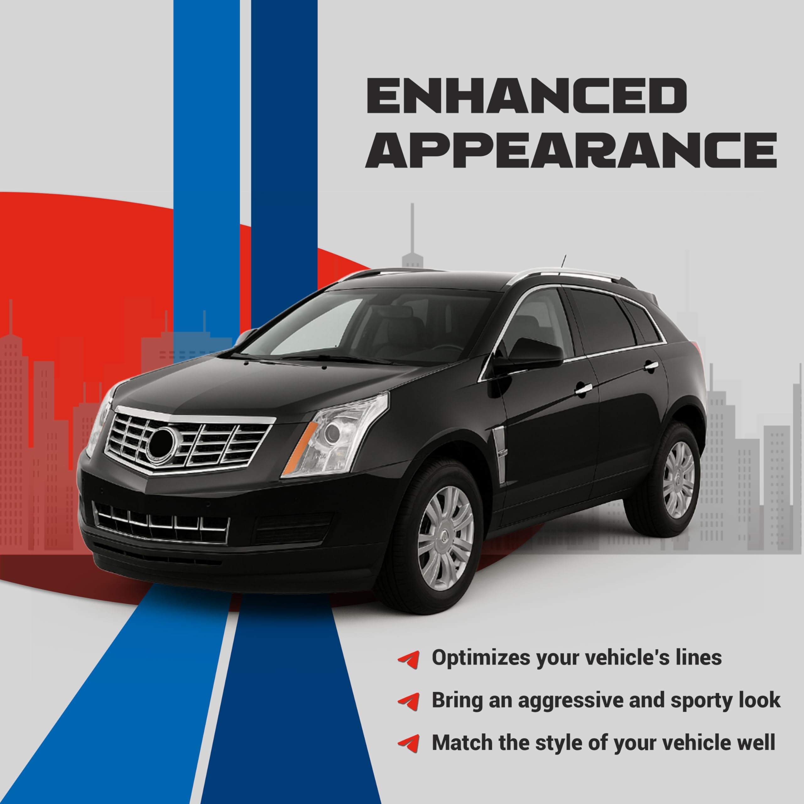 KUAFU chrome hood molding trim installed on Cadillac SRX