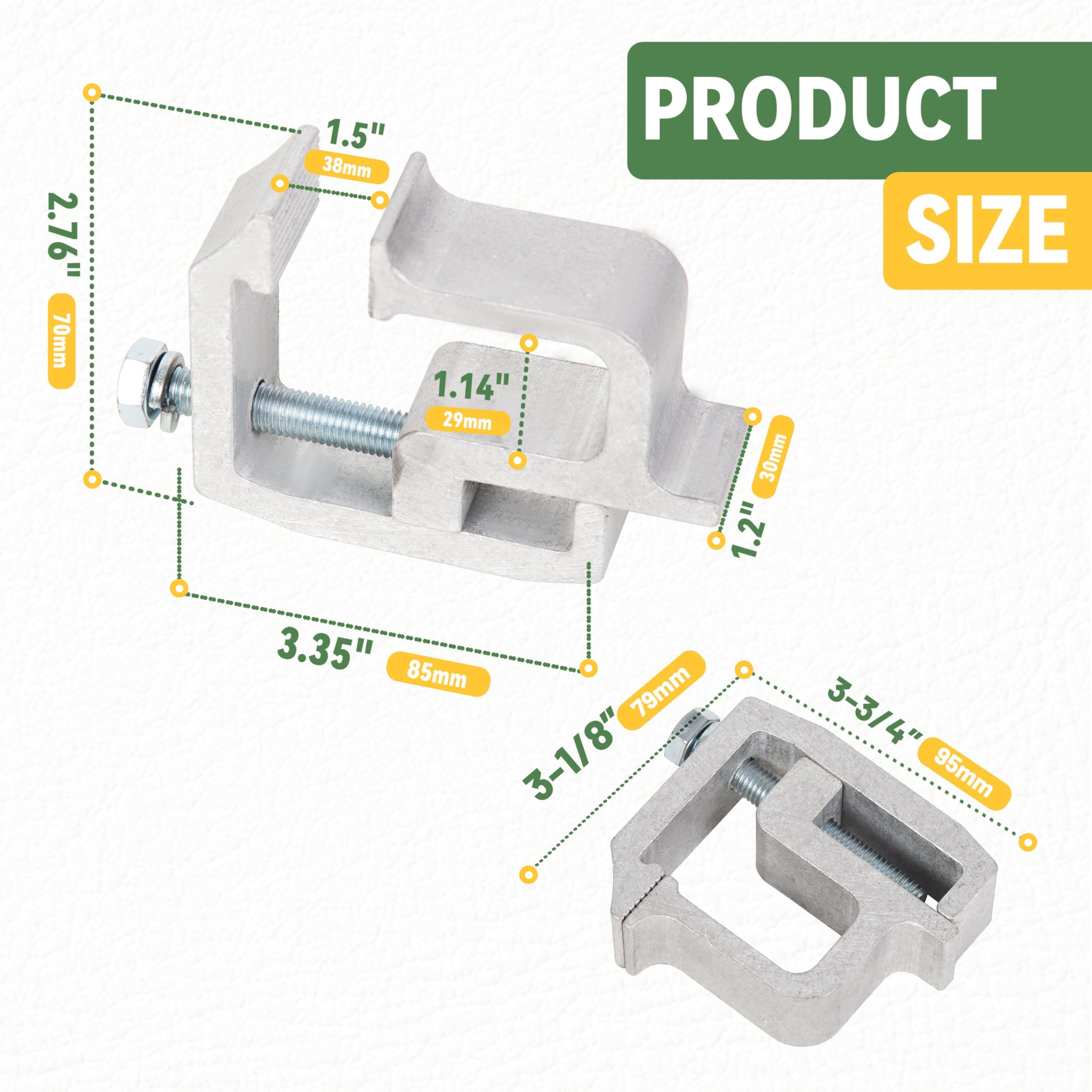 KUAFU mounting clamps compatible with Toyota and Chevrolet pickup configurations