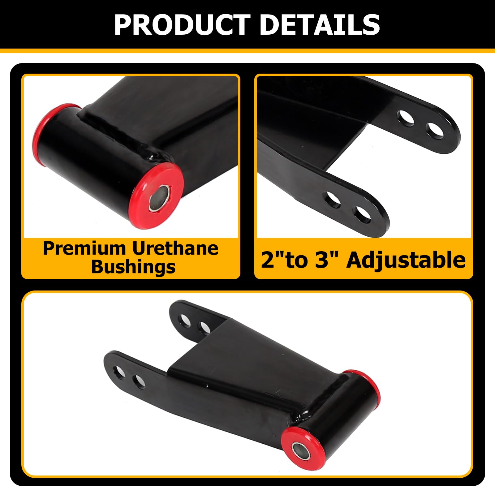 KUAFU rear shackle bushing detail with polyurethane high-density material