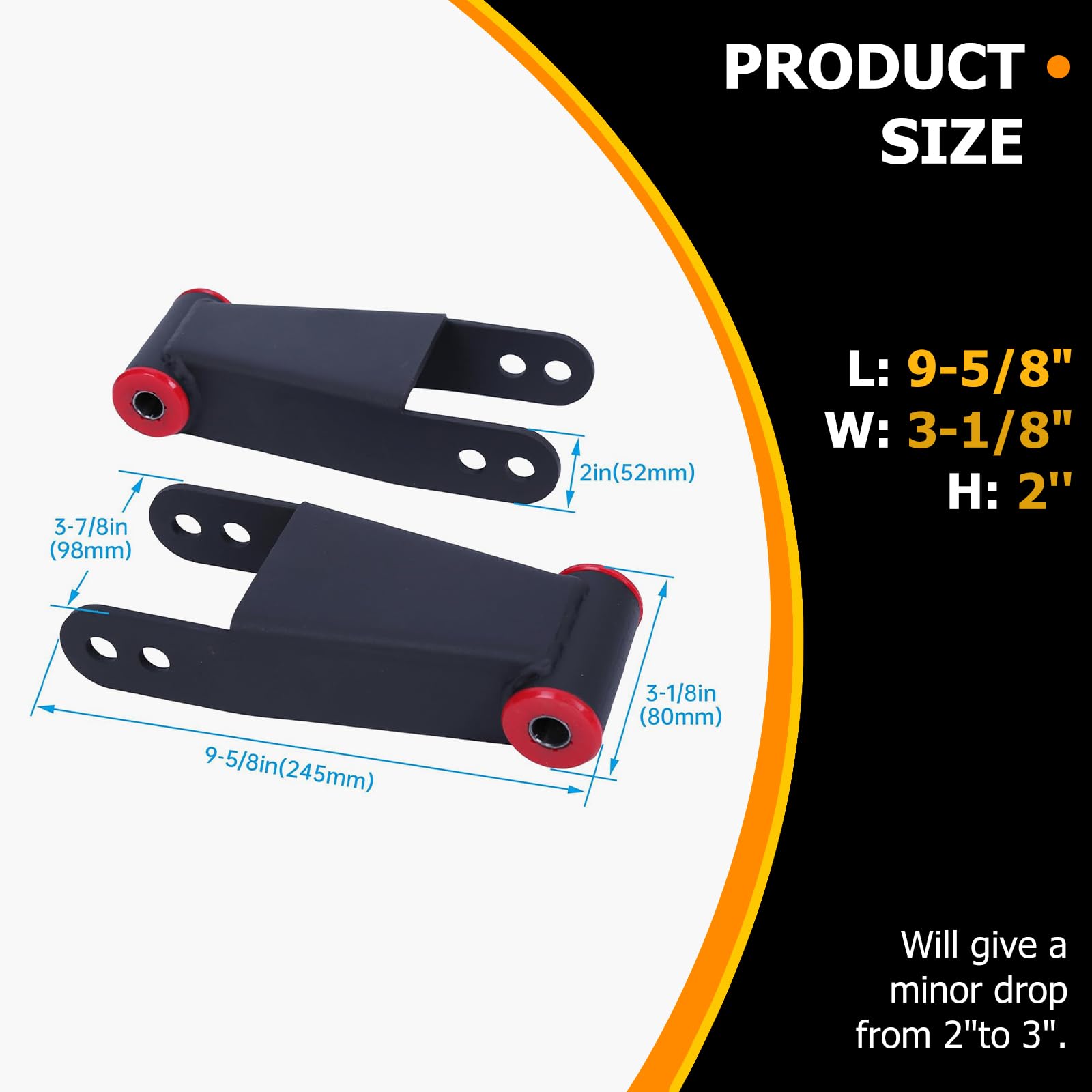 KUAFU packaged kit with 1 pair of adjustable shackles for Ford F-150