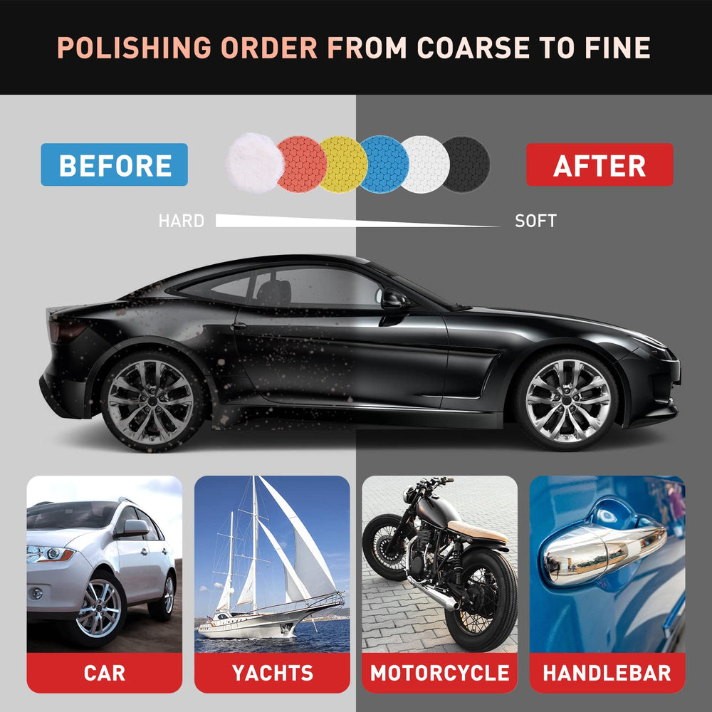 KUIMIT white finish pad provides a smooth final polish and wax prep.
