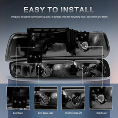 KUIPERAUTO headlight assembly smoked lens reduces glare while retaining modern aesthetics.