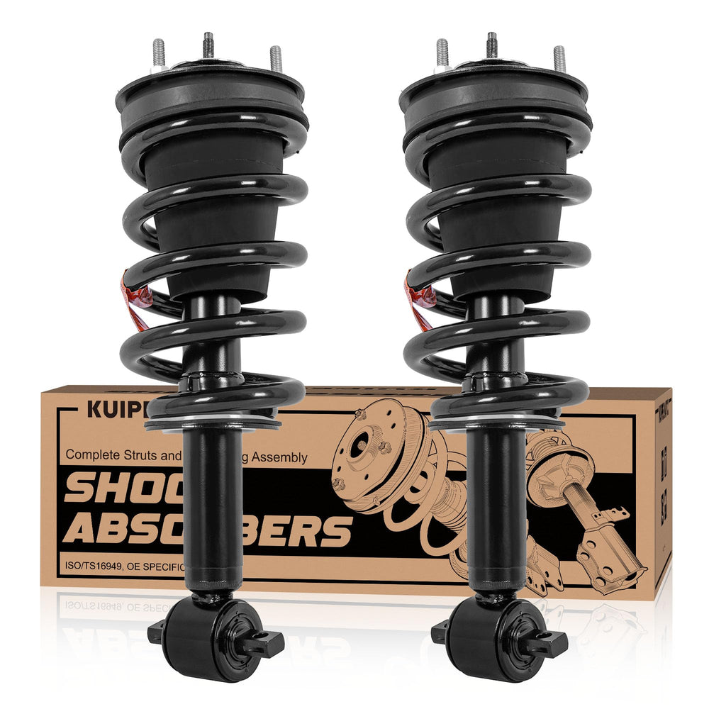 KUIPERAUTO front struts and coil-spring assembly close-up shows rugged build for Silverado/Sierra.