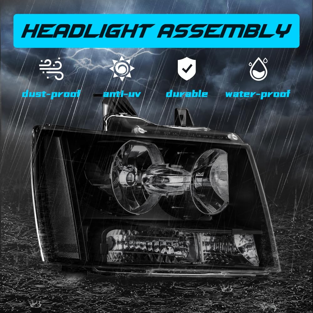 KUIPERAUTO headlight assembly for Chevy Suburban 2500 front view improves lighting pattern and curb appeal.