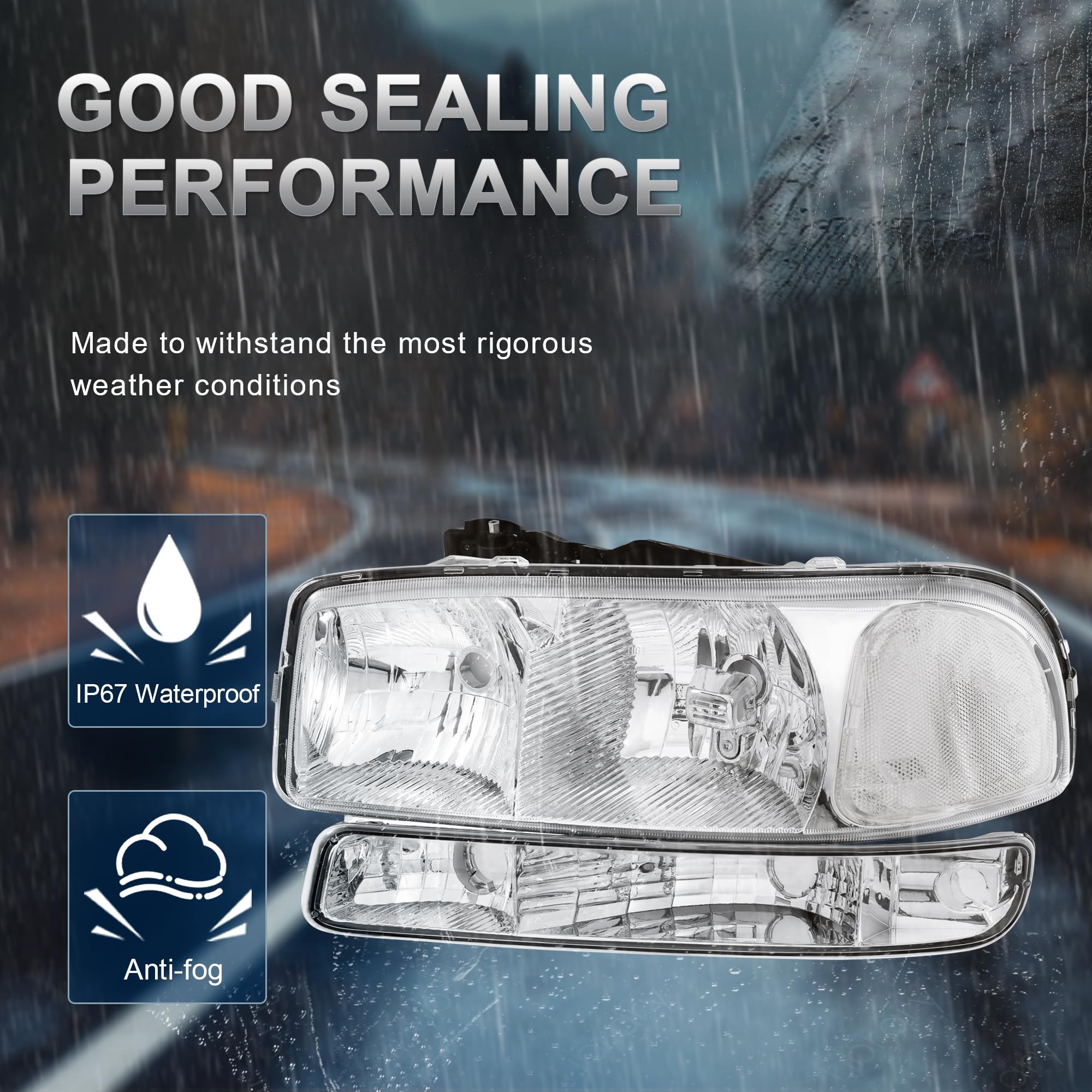 Close-up of chrome housing on KUIPERAUTO headlight shows premium finish.
