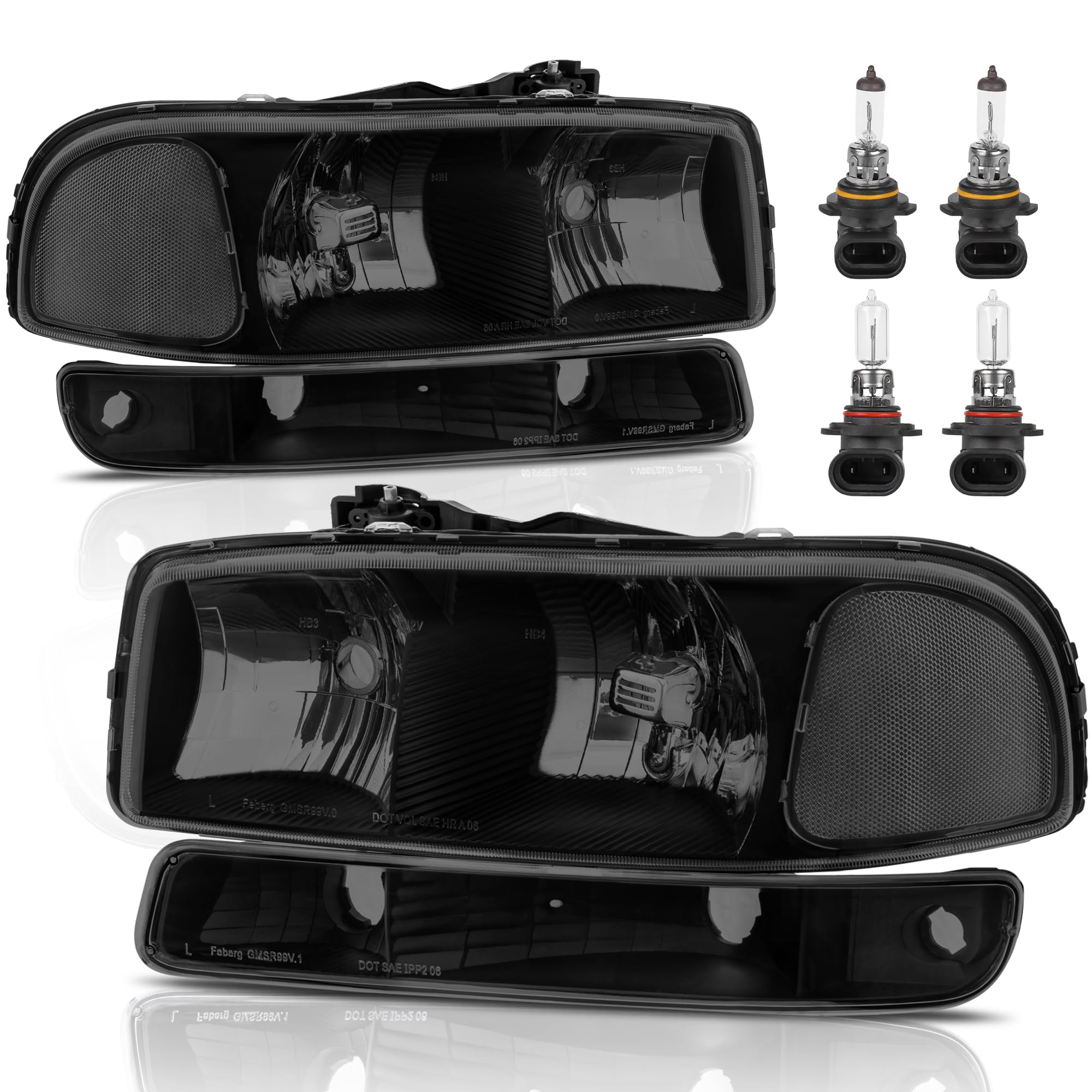 KUIPERAUTO headlight with black housing and smoked lens enhances exterior style and lighting.