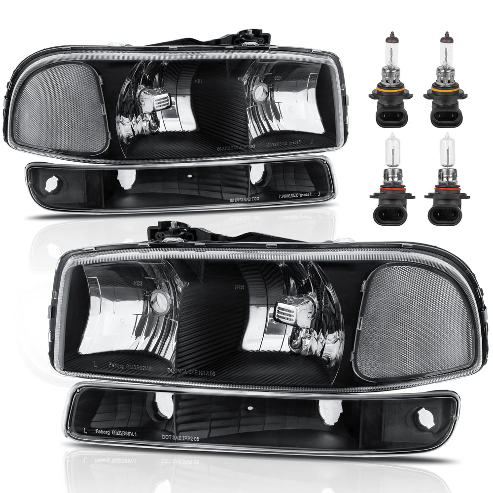 KUIPERAUTO headlight assembly front view for GMC Sierra 1999-2006, enhanced night visibility
