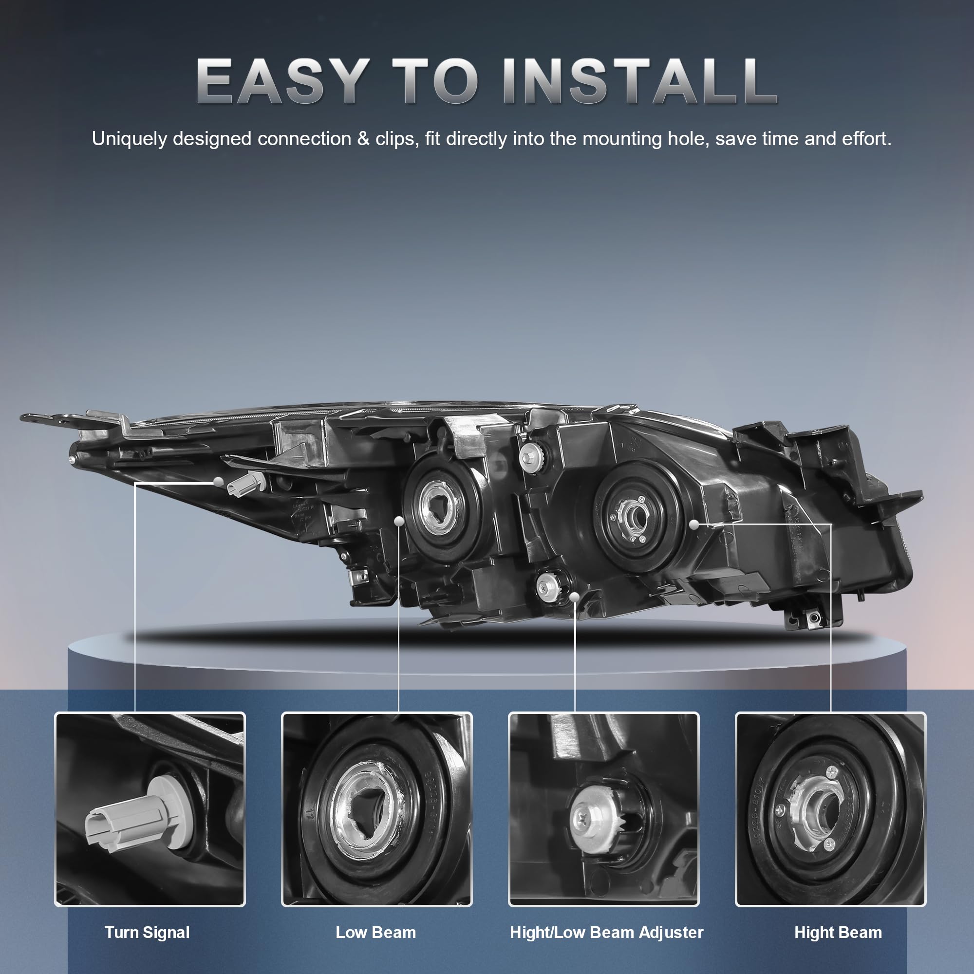 KUIPERAUTO clear-lens headlights enhance beam clarity and driving comfort on wet roads.