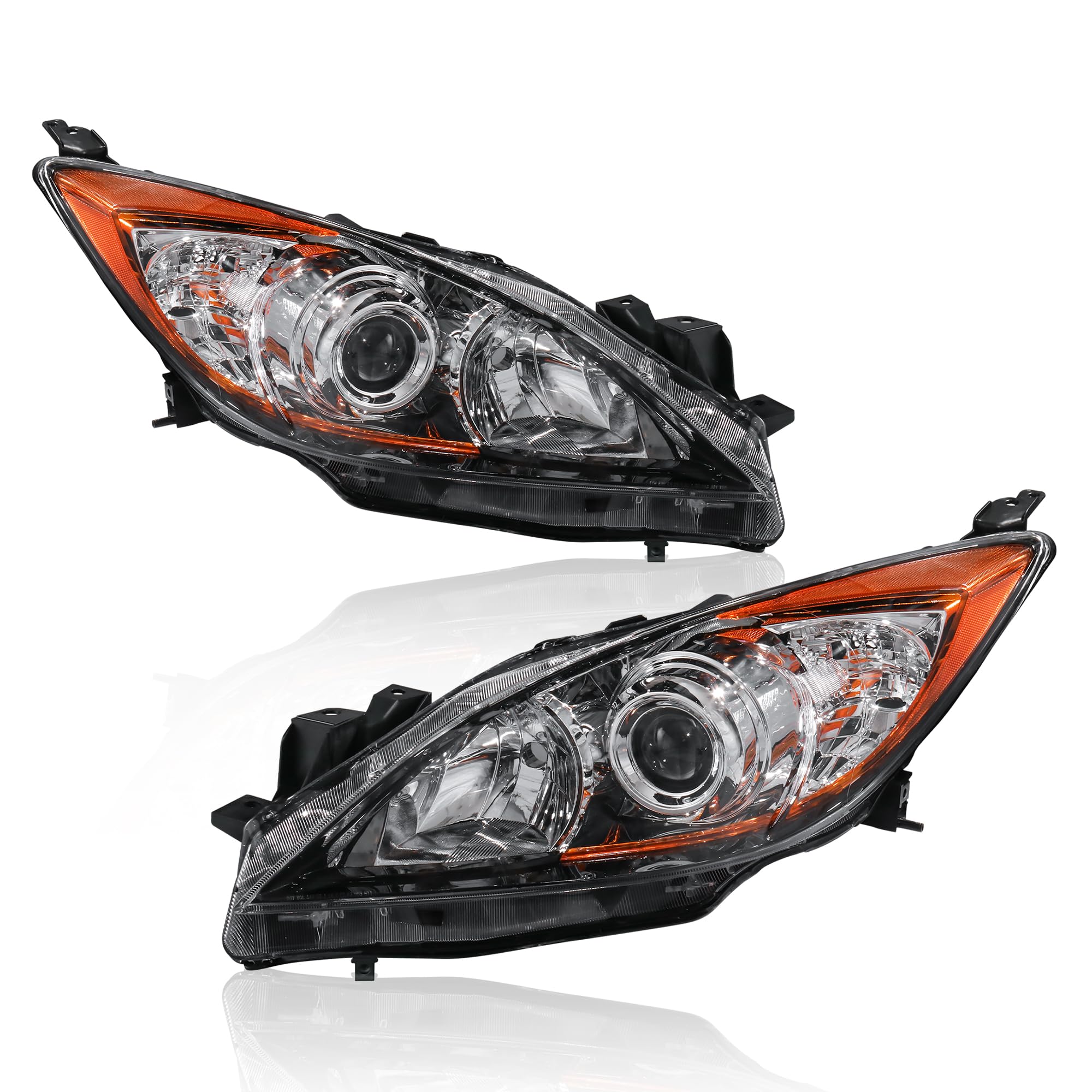 KUIPERAUTO driver-side Mazda3 headlights with clear lens for sharper nighttime visibility.