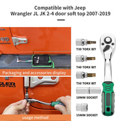 Kujunpao Jeep Wrangler hard-top toolkit compatibility for 2007–2019 models.