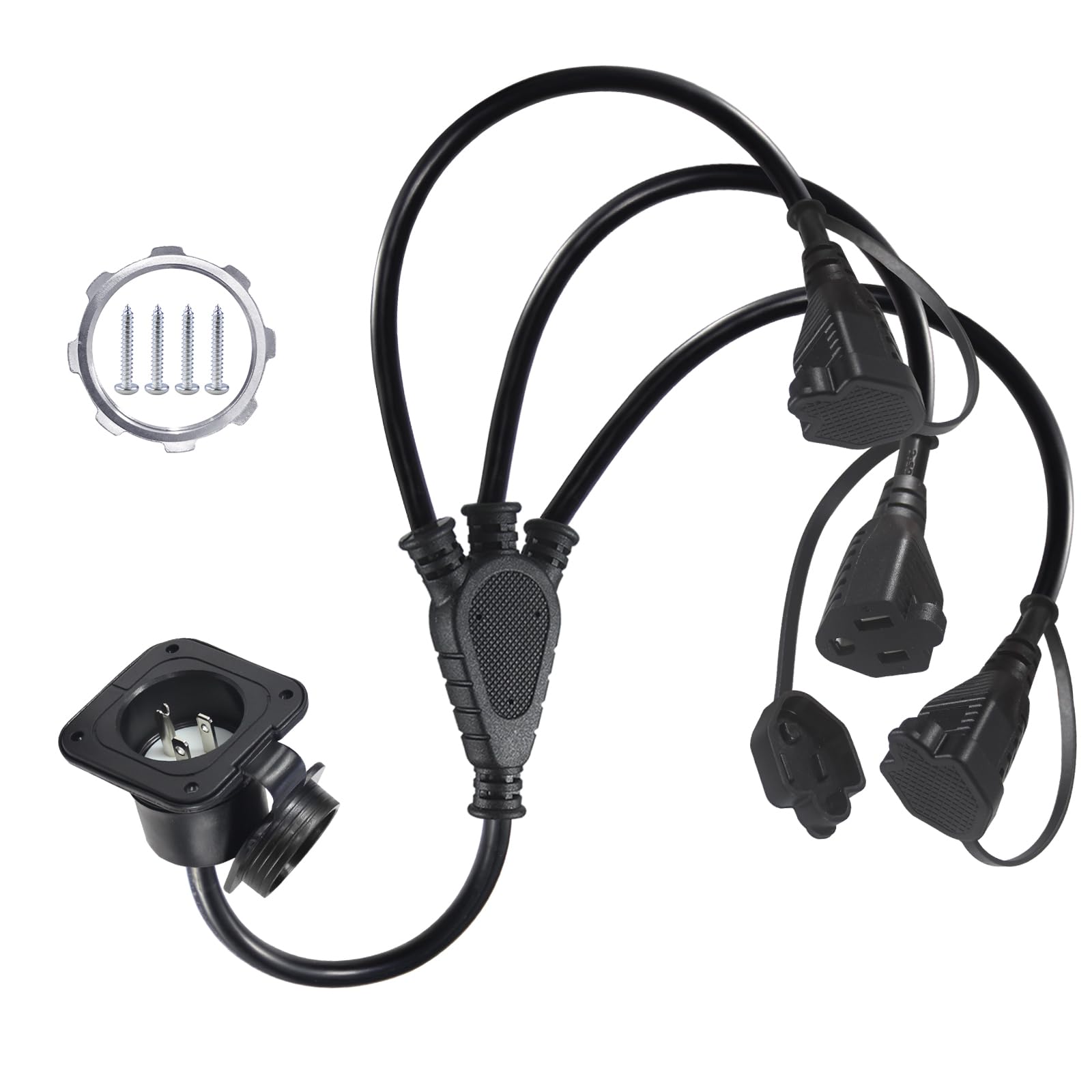 KUNCAN 15A AC port plug front view for dependable outdoor shore power.