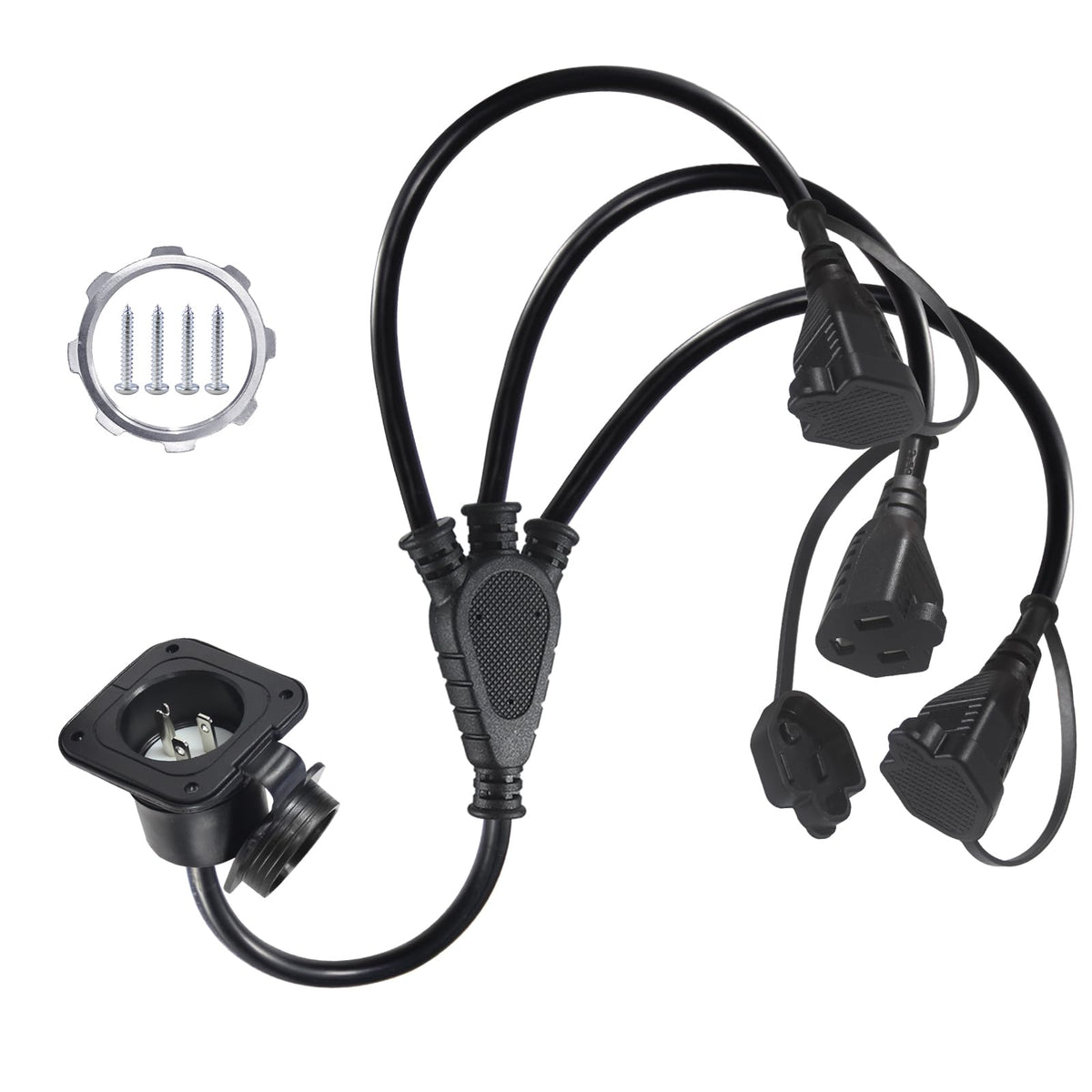KUNCAN 15A AC port plug front view for dependable outdoor shore power.
