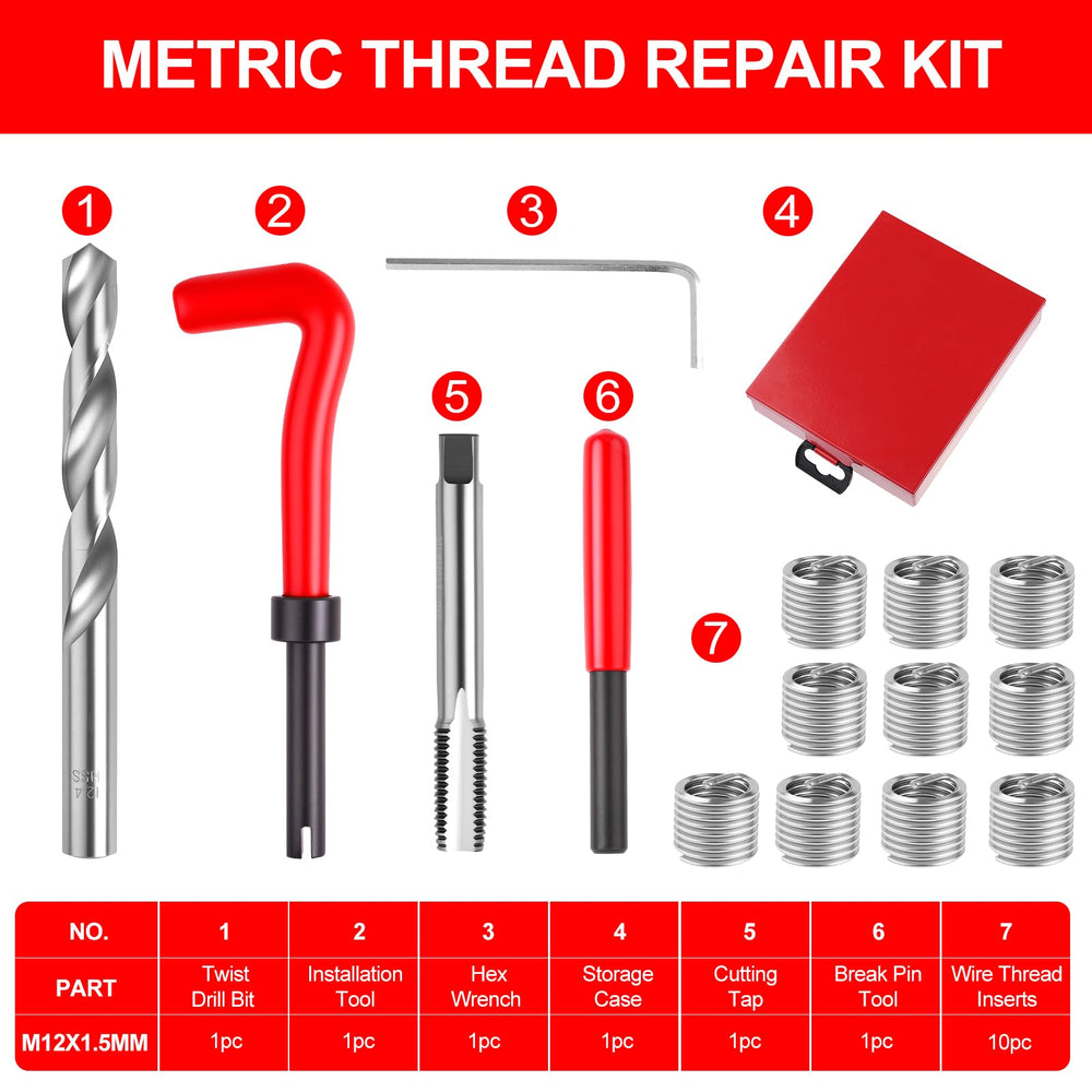 KUNGJUER helicoil thread inserts 10-pack ready for repairing worn threads.
