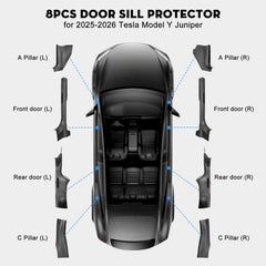 KUNIST 8PCS door sill protector for rear doors protecting interior thresholds on Juniper Model Y
