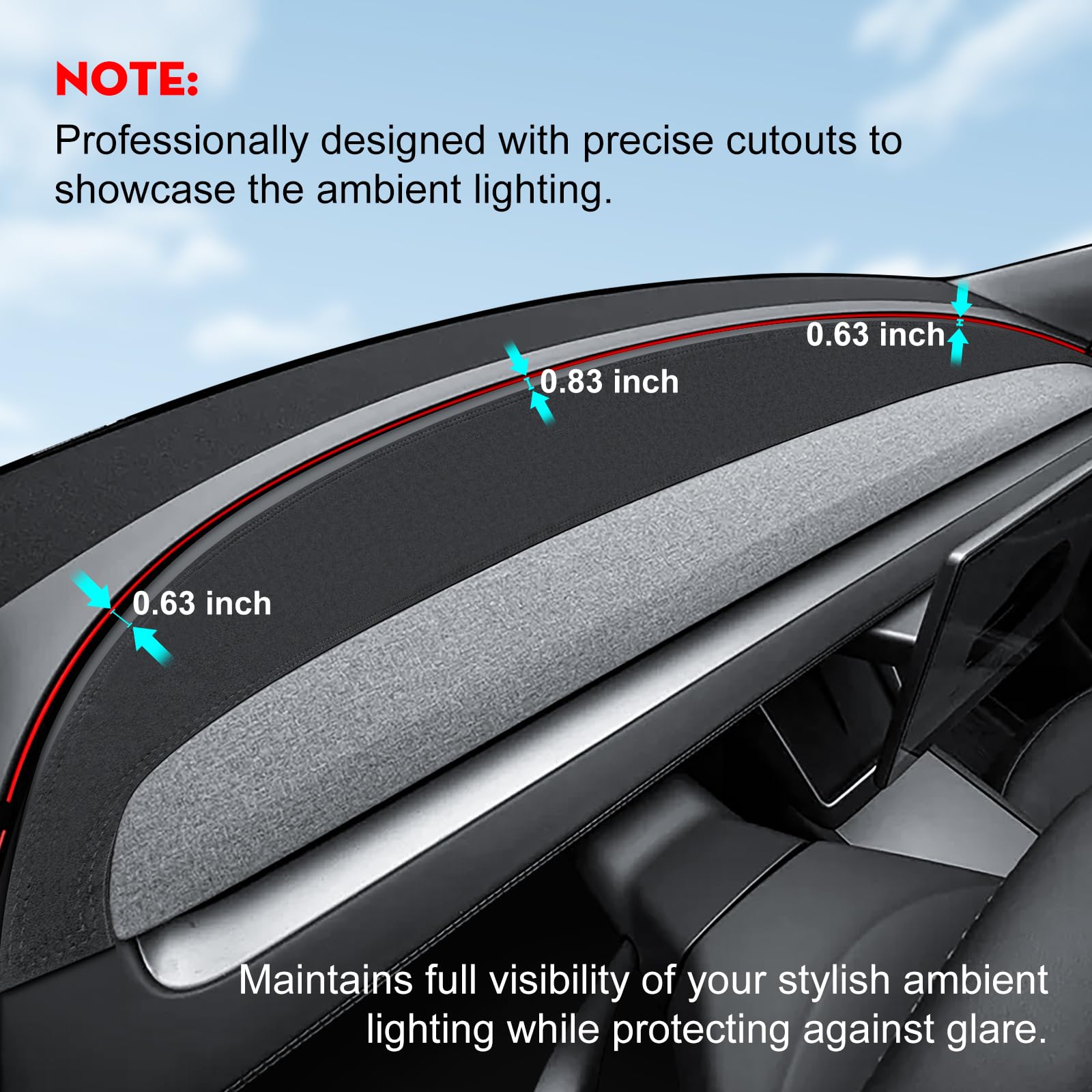KUNIST dash mat custom fit for 2025 2026 Model Y.